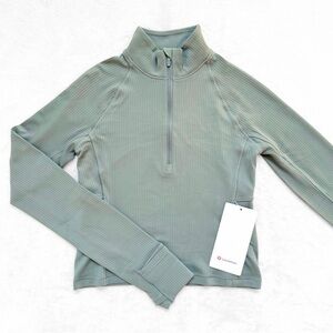 NWT Lululemon It’s Rulu Ribbed Cropped Half-Zip – Willow Leaf — Size 4 (Rare)